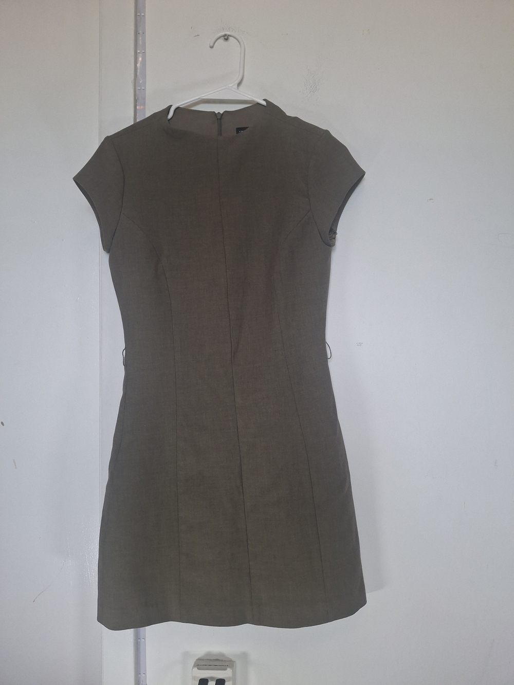 Olive Cap-Sleeve Mini Dress